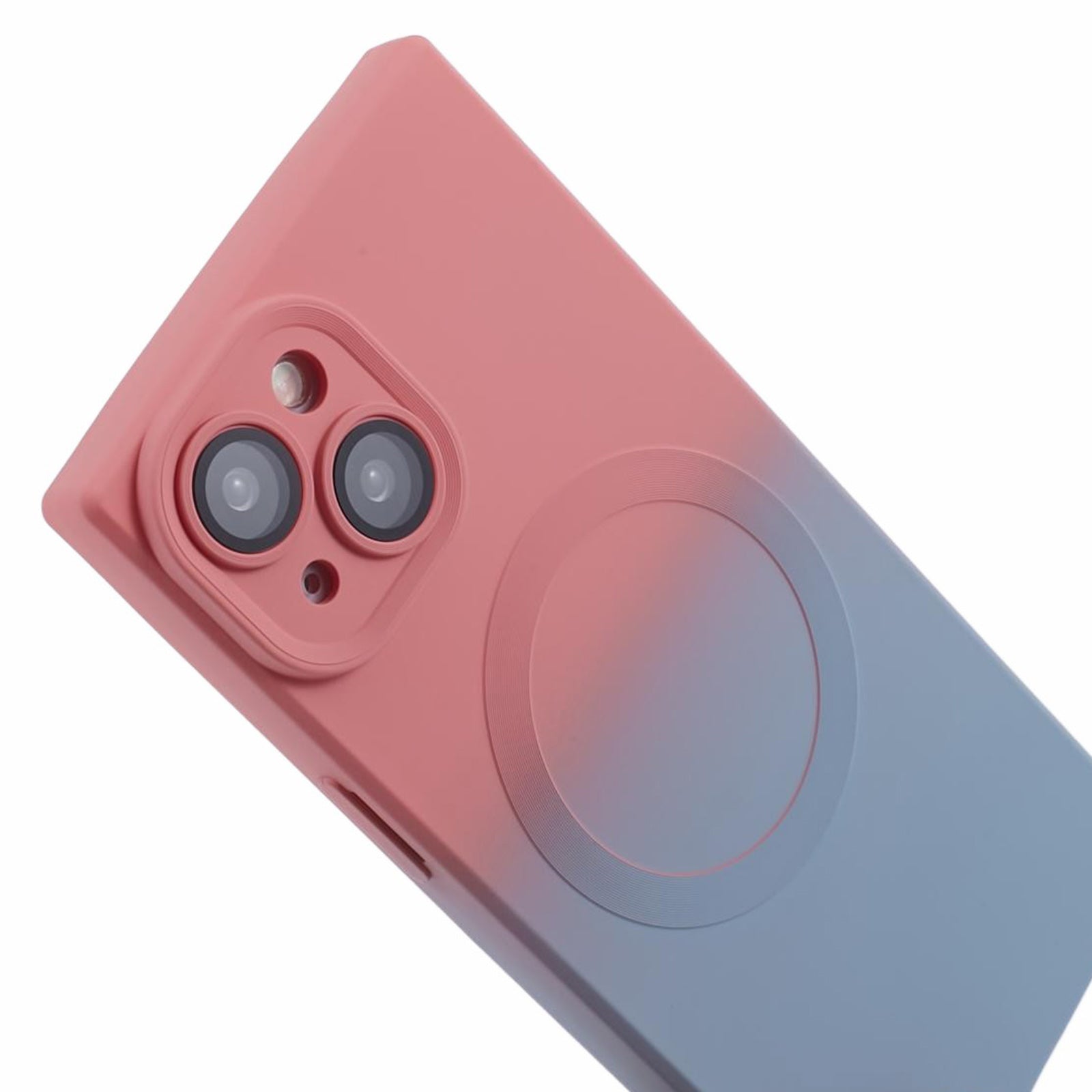 HH Series for iPhone 14 Magnetic Case Rubberized TPU Cover Lens Protector - Pink+Blue HH Series for iPhone 14 Magnetic Case Rubberized TPU Cover Lens Protector - Pink+Blue